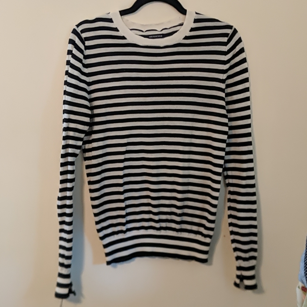 Who What Wear Black and White Striped Sweater